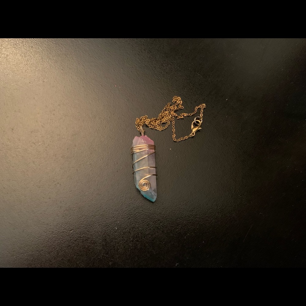 Pink & Blue Ombré Crystal Wire-Wrapped Necklace
